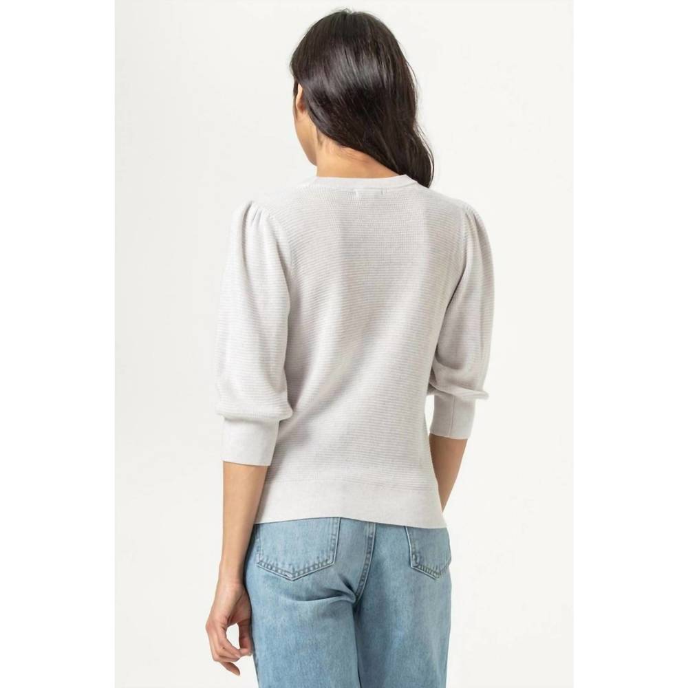 NEW LILLA P puff sleeve pullover sweater in light heather - Picture 2 of 2